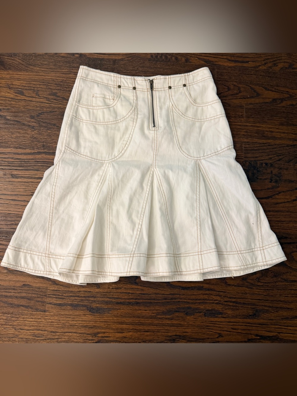 Pilcro Cream Lightweight Denim Skirt Size 4